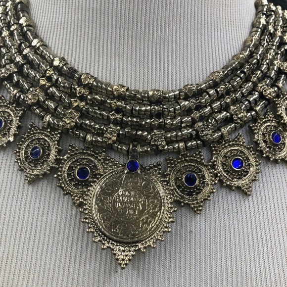 Afghan Vintage Multilayers Choker Necklace, Gift For Her, Vintage Coins Jewelry - Picture 9 of 12
